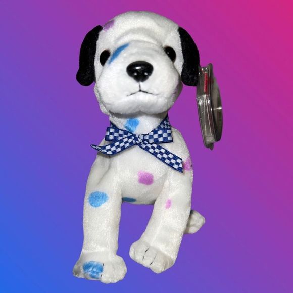 NWT TY Beanie Babies Dizzy The Dalmatian Black Ears Color Spots - Picture 1 of 4